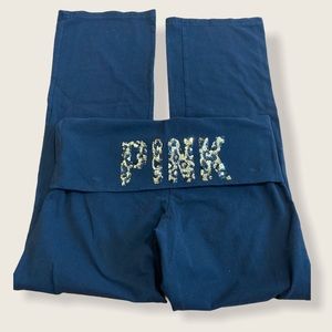 VS Pink Leopard Spell Out Yoga Wide Leg Pants L